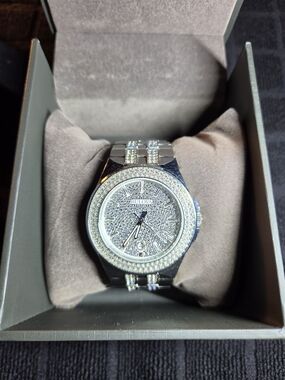 Bulova Silver Tone Pave Crystal Men's Watch